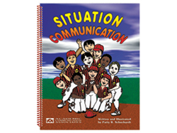 Cover of a book titled Situation Communication. Cover illustration is of a baseball team standing grouped together and smiling